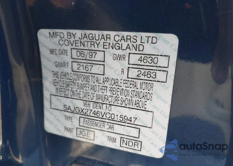 1997 Jaguar Xk8 z USA, uszkodzony, nr VIN SAJGX2746VC015947